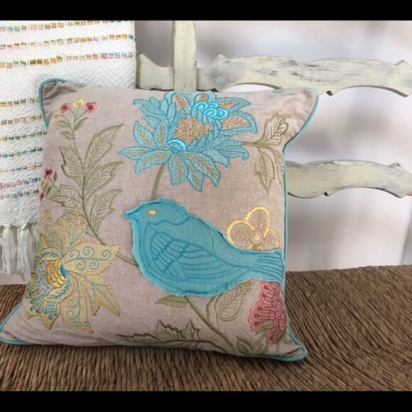 Pillow Bird Appliqué Turquoise - Picture 4 of 8